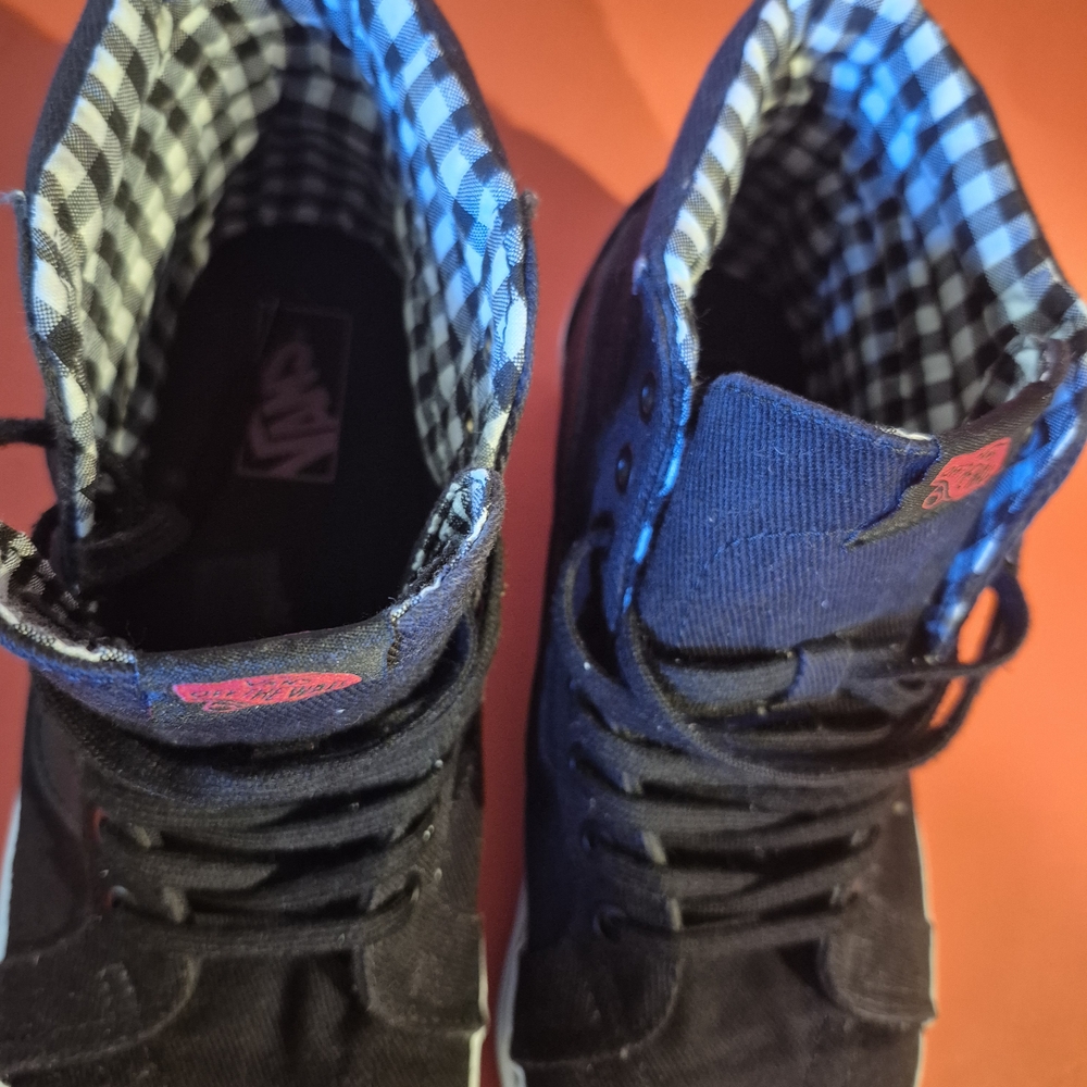 Vans Black Canvas High-Tops with White Soles - Picture 9 of 9